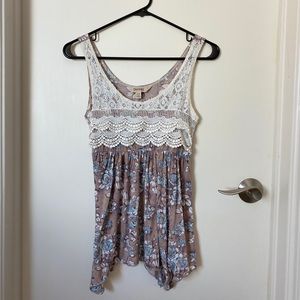 Floral and lace tank top